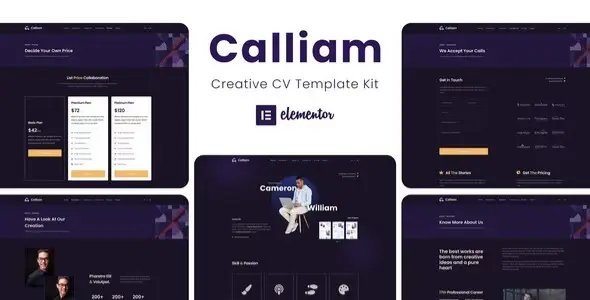 Calliam – Creative CV Elementor Template Kit